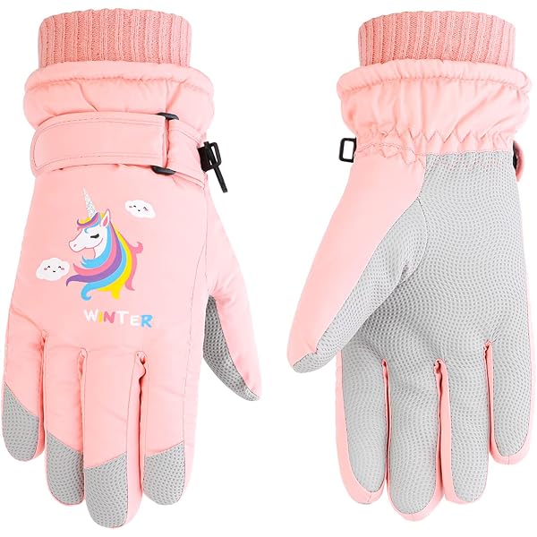 Caviotess Kids Cute Unicorn Waterproof Winter Ski Gloves Warm Fleece
