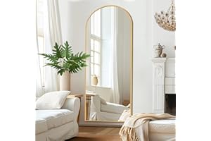 HIGREENA Arched Full Length Mirror, 64"x24" Full Body Mirror, Gold Arched Mirror with Aluminum Alloy Frame, Free Standing Mirror, Floor Mirror Hanging or Leaning Against Wall
