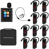 PANDAAR Wireless Tour Guide System, 1 Transmitter &amp; 10 Receivers | 140m Range, Clear Sound Quality Microphone and Speaker, Voice Audio Transmission, For Factory School Training Teaching Church