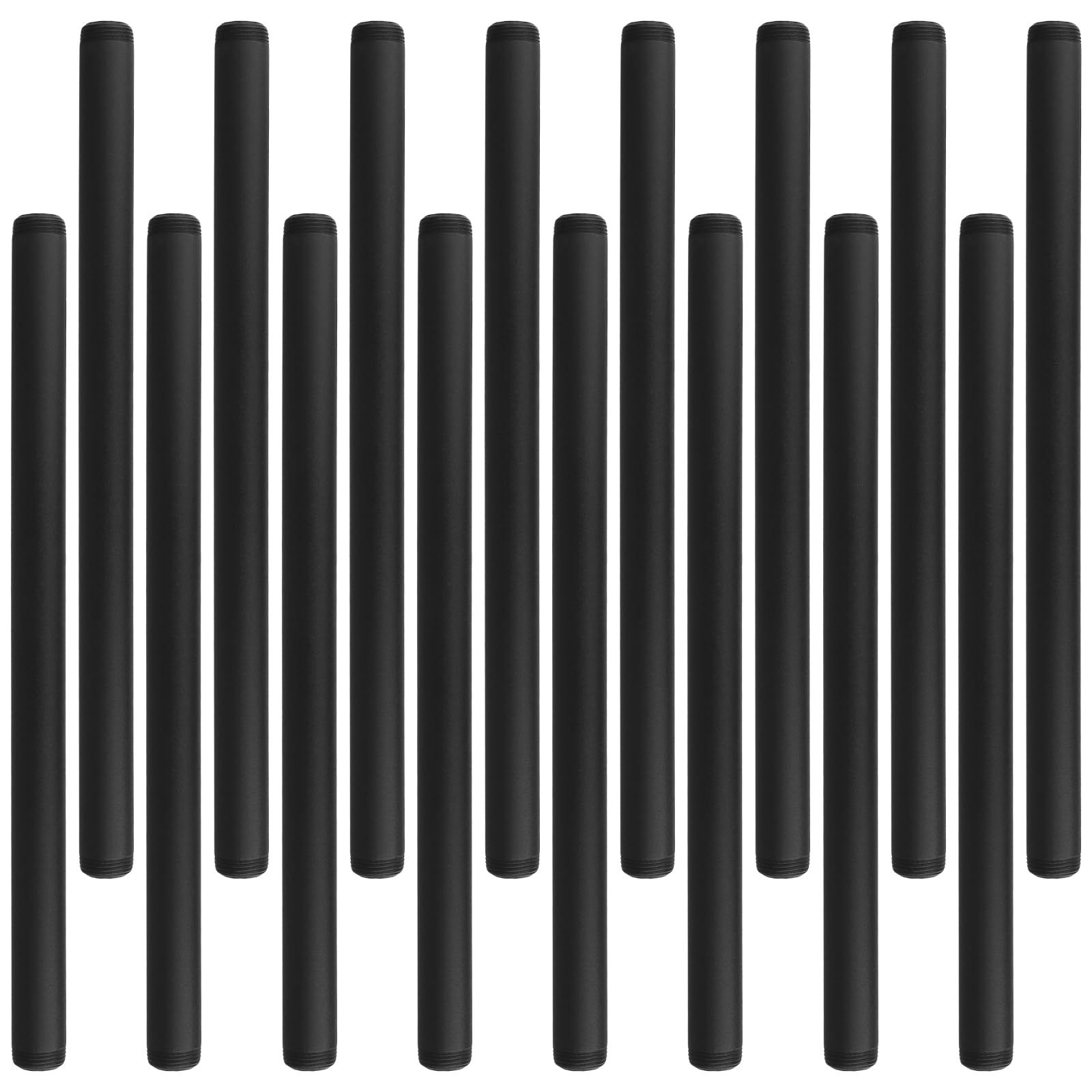 Photo 1 of NINGWAAN 16 PCS Black Metal Pipe, 3/4 x 15.7 Inches Steel Threaded Pipes Nipples Galvanized Finish for Furniture, DIY Project Industrial Vintage Style, Decoration