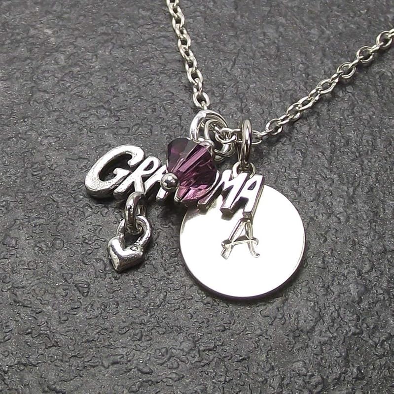 Amazon.com: Custom Heart Grandma Necklace with Crystal from Swarovski and 1 2 3 Grandchildren 