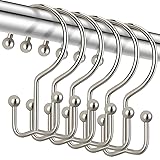 CHICTIE Nickel Shower Curtain Hooks, Double Shower