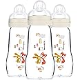 MAM Feel Good Medium Flow Premium Glass Baby Bottles, Easy Switch Between Breast and Bottle, 9oz, 0+ Months, Unisex, 3 Pack