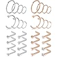 Mayhoop 20g Stainless Steel Nose Rings Hoop L Shape Nose Studs Nose Screw Bone Silver Rose Gold Black Rainbow Pack for Women Men 28Pcs