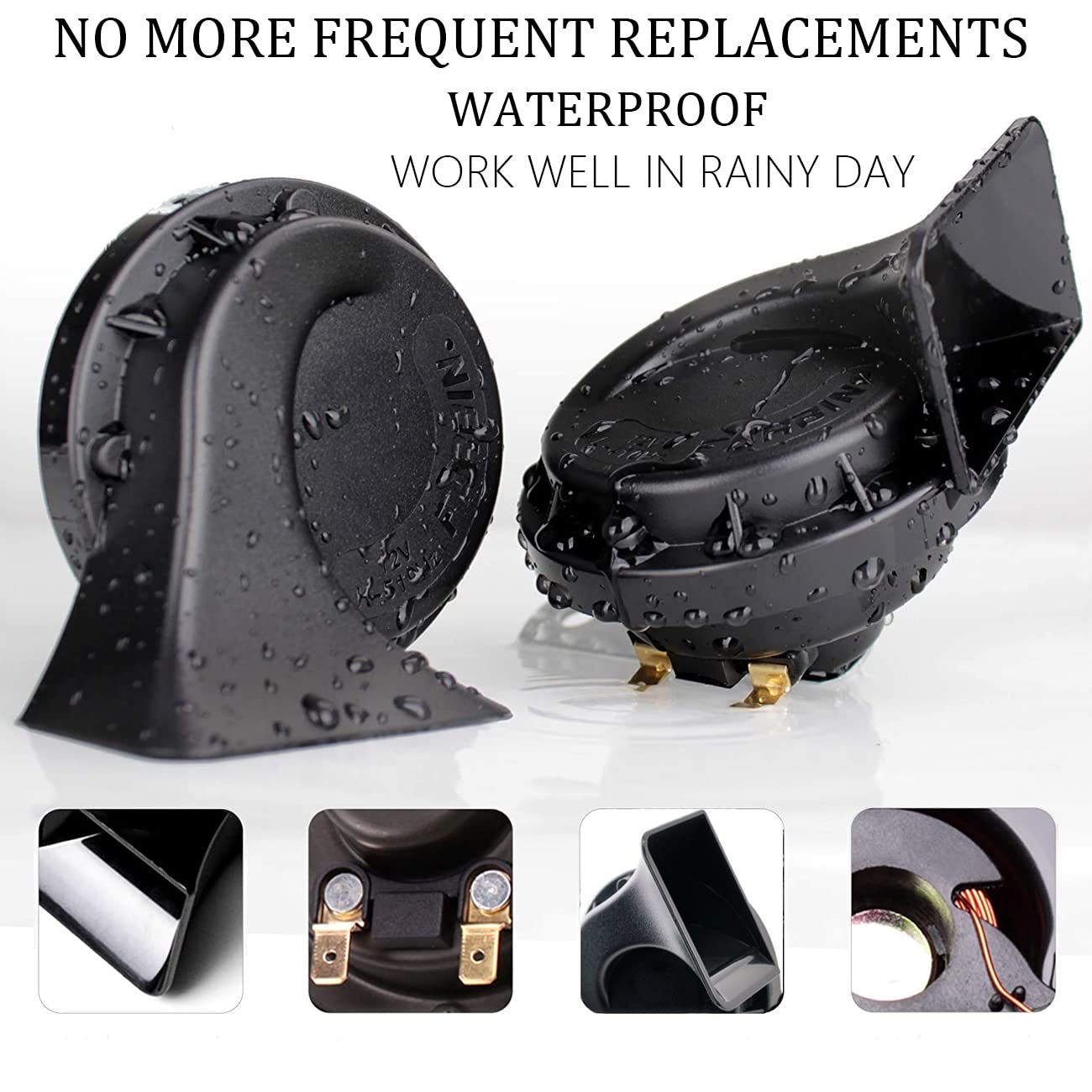 Car Horn, banhao Motorcycle Horn Loud Truck Train Horns 12V 125dB, Waterproof High Low Tone, Universal Fit, Super Loud for Commercial/Off-Road Vehicles, Electric Cars, Trucks