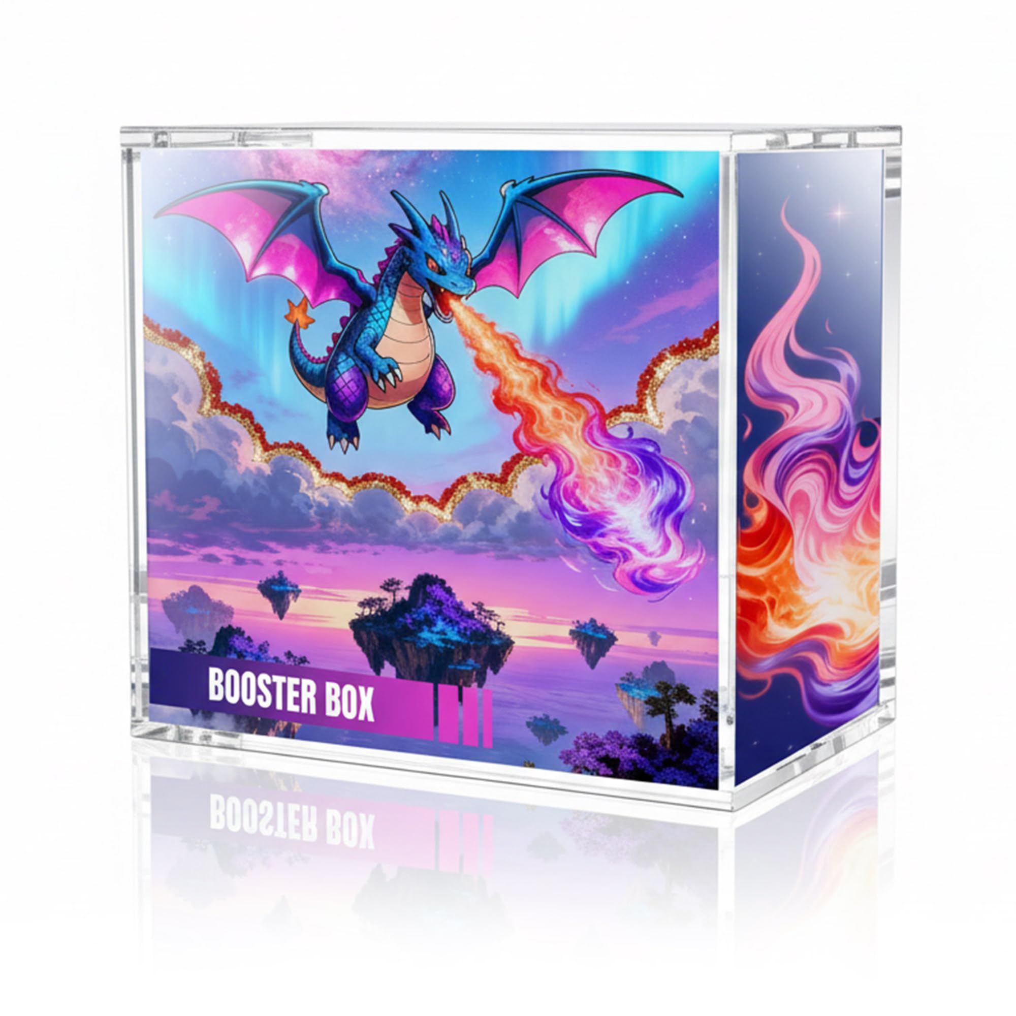 Wigearss Acrylic Display Case for Pokemon Booster Box- 5mm Thick UV Protection Magnetic Lid - Clear Protective Storage Box (Internal: 13.8x12.5x7.7cm)
