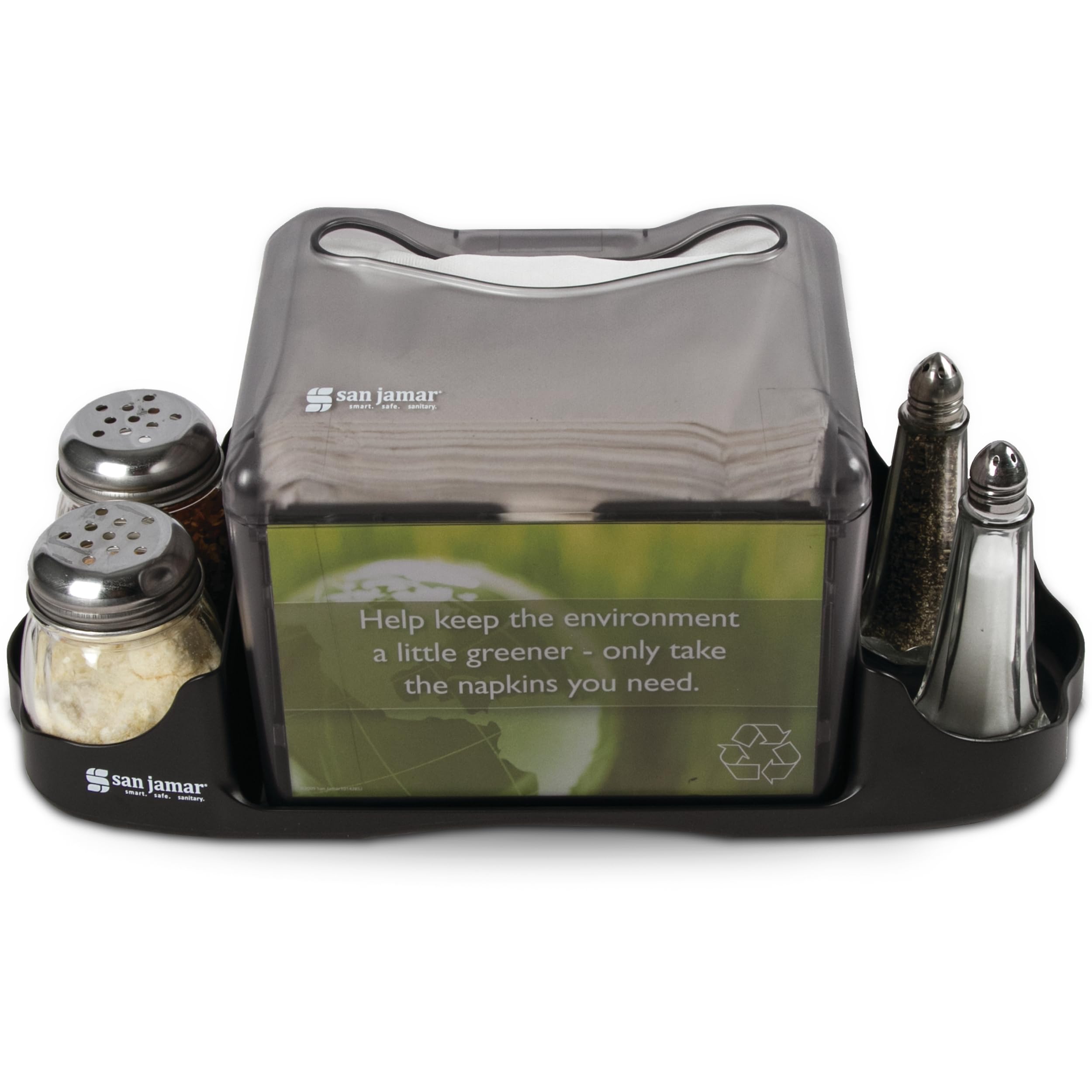 San Jamar H4005 Venue Table Top Fullfold Control Napkin Dispenser with Caddy, 200 Capacity, Black Pearl