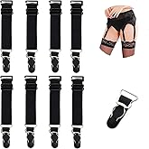WILLWIN Elastic Straight Style Suspender Garter Belts Corset Holders Stockings Fastener Leg Harness Lingerie Womens 8 Pcs Black
