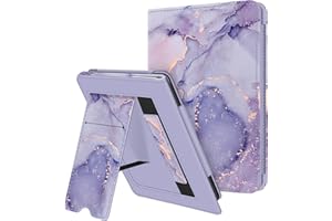 Fintie Stand Case for 6" All-New Kindle (11th Generation-2024/2022 Release) - PU Leather Cover with Auto Sleep/Wake Card Slot & Hand Strap for Kindle 2024/2022 11th Generation e-Reader, Lilac Marble