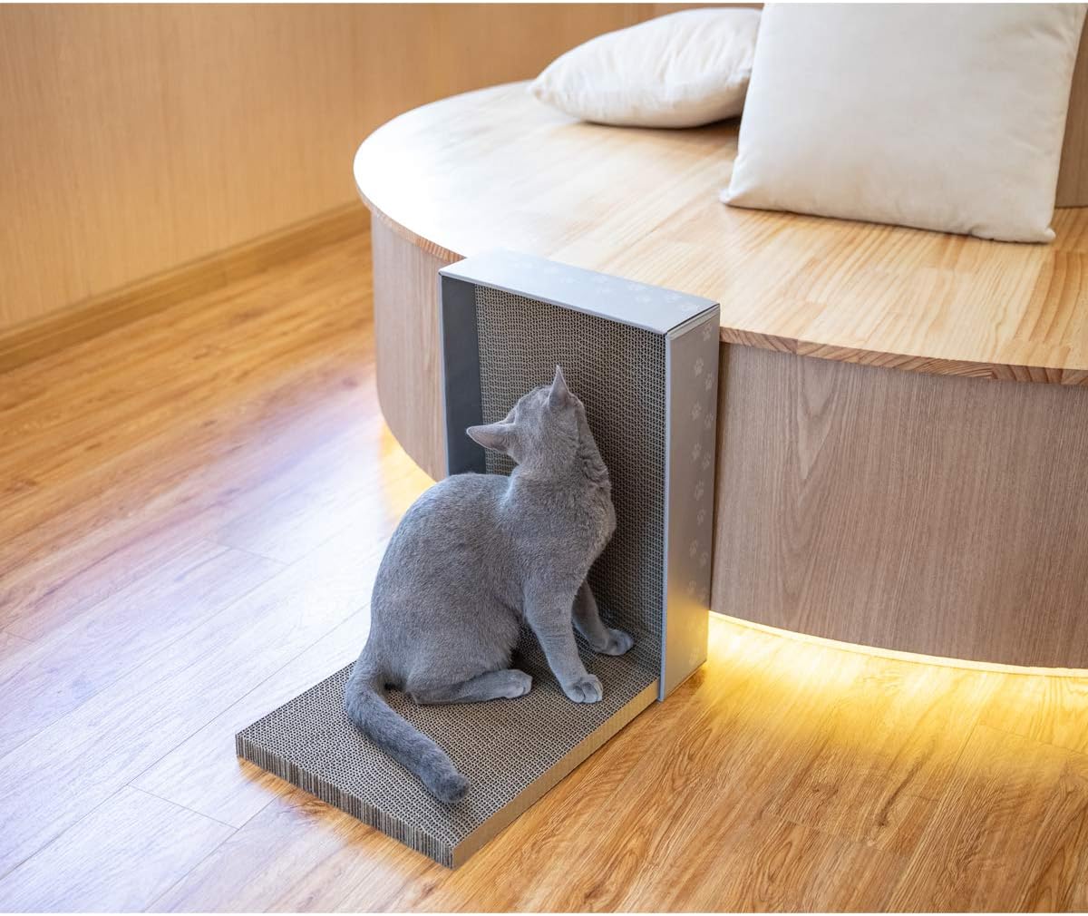 WellQ 12" XL Wide Cat Scratcher Cardboard 4PCS Reversible Cardboard Cat Scratching Pads with Cat Scratcher Box… : Pet Supplies