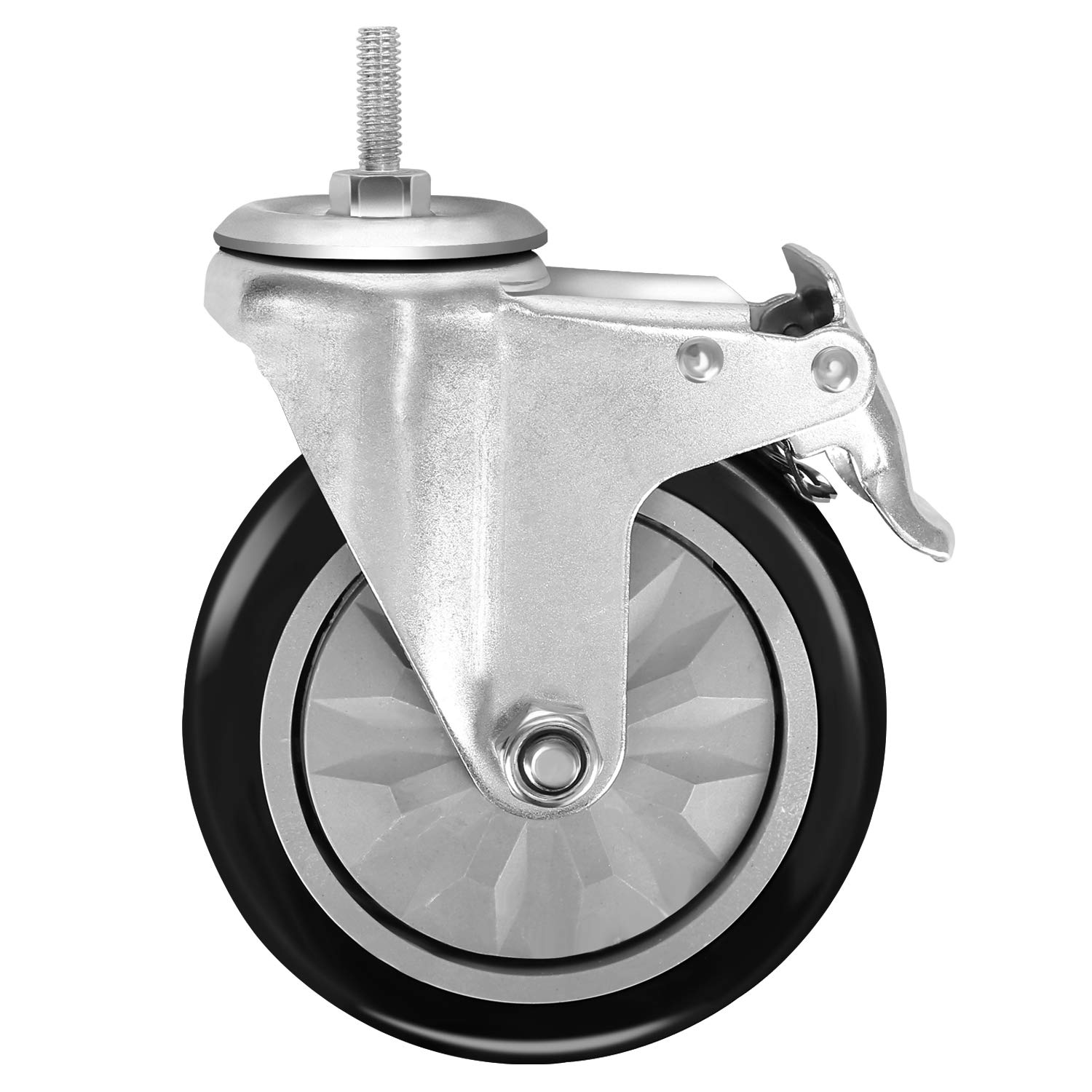 YEEMIGO 4 Inch Threaded Stem Mount Industrial Casters Unified National Coarse UNC 5/16"-18x1" Locking Metal Swivel Wheel Castors for Carts, Furniture, Dolly, Workbench, Trolley: Industrial & Scientific