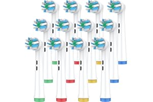 Caslynor Replacement Heads Compatible with Oral B Braun Pro 100, 500, 1000, Vitality, Smart, Genius, Cross Bristles for Deeper Plaque Removal, Pack of 12 Electric Toothbrush Heads Refills, White