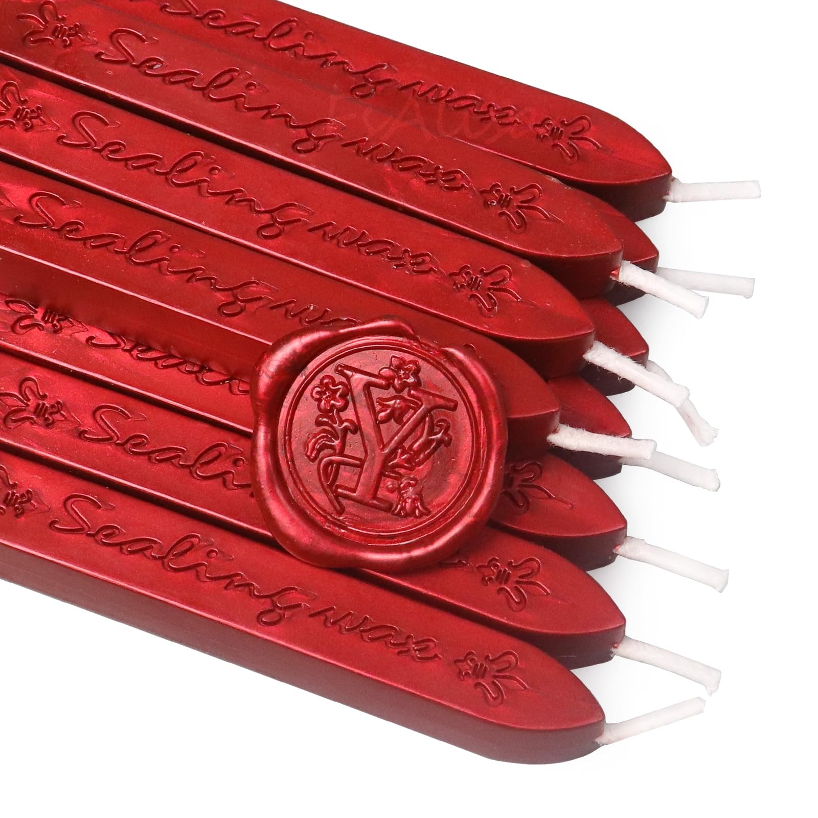 fsalisa Metallic Red Wax Seal Sticks, 10Pcs, for Wax Seal Stamp Decorative Wedding Invitations, Cards, Envelopes, Gift Packages