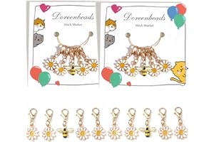 10pcs Stitch Markers for Knitting Crochet-Daisy Flower Removable Clasp Locking Stitch Marker Charms for Weaving Sewing Accessories Quilting Handmade Craft Jewelry DIY Art by DoreenBeads