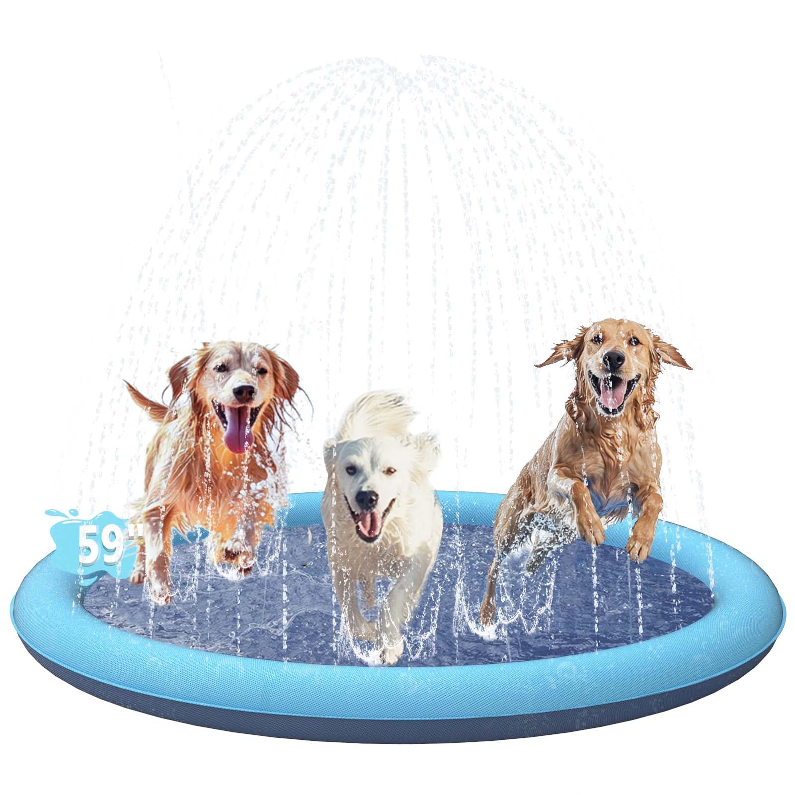 Photo 1 of ACGEFIR 59IN Dog Splash Pad, Durable Blue Outdoor Water Play Mat, Fun Sprinkler Pad for Dogs & Kids, Perfect for Backyard