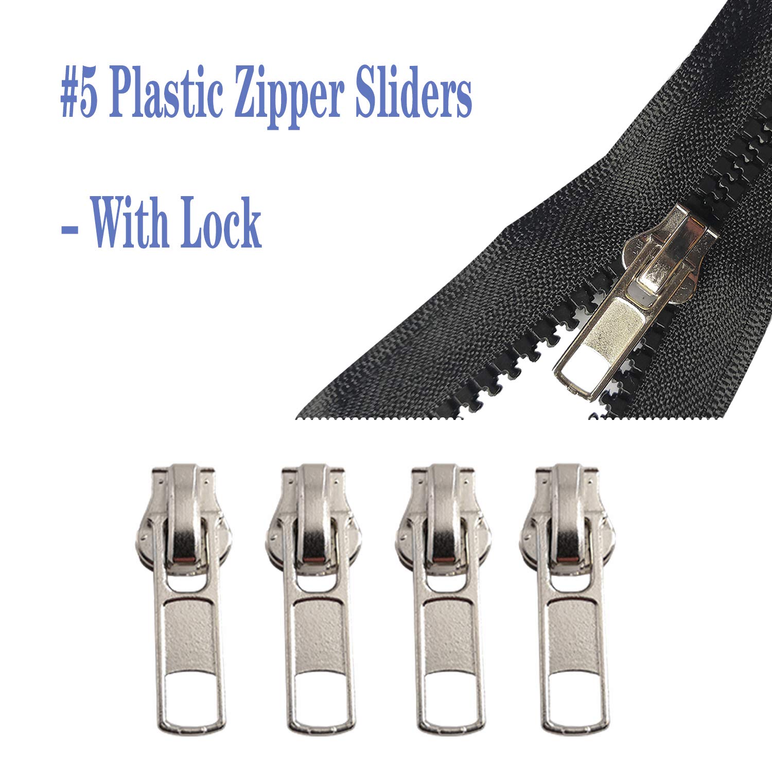 Meikeer 12-Piece #5 Universal Zipper Slider Replacement Kit - Includes Sliders for Easy Repair of Metal, Plastic, and Nylon Coil Luggage, Bags, and Jackets
