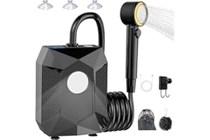 AYWOHA Upgraded Camping Light Portable Shower, 5 Pressure Levels Rechargeable Camping Shower Pump with 20L Foldable Bucket & Intelligent LED Display, 6000mAh Outdoor Shower for Camping Hiking, Travel, Car