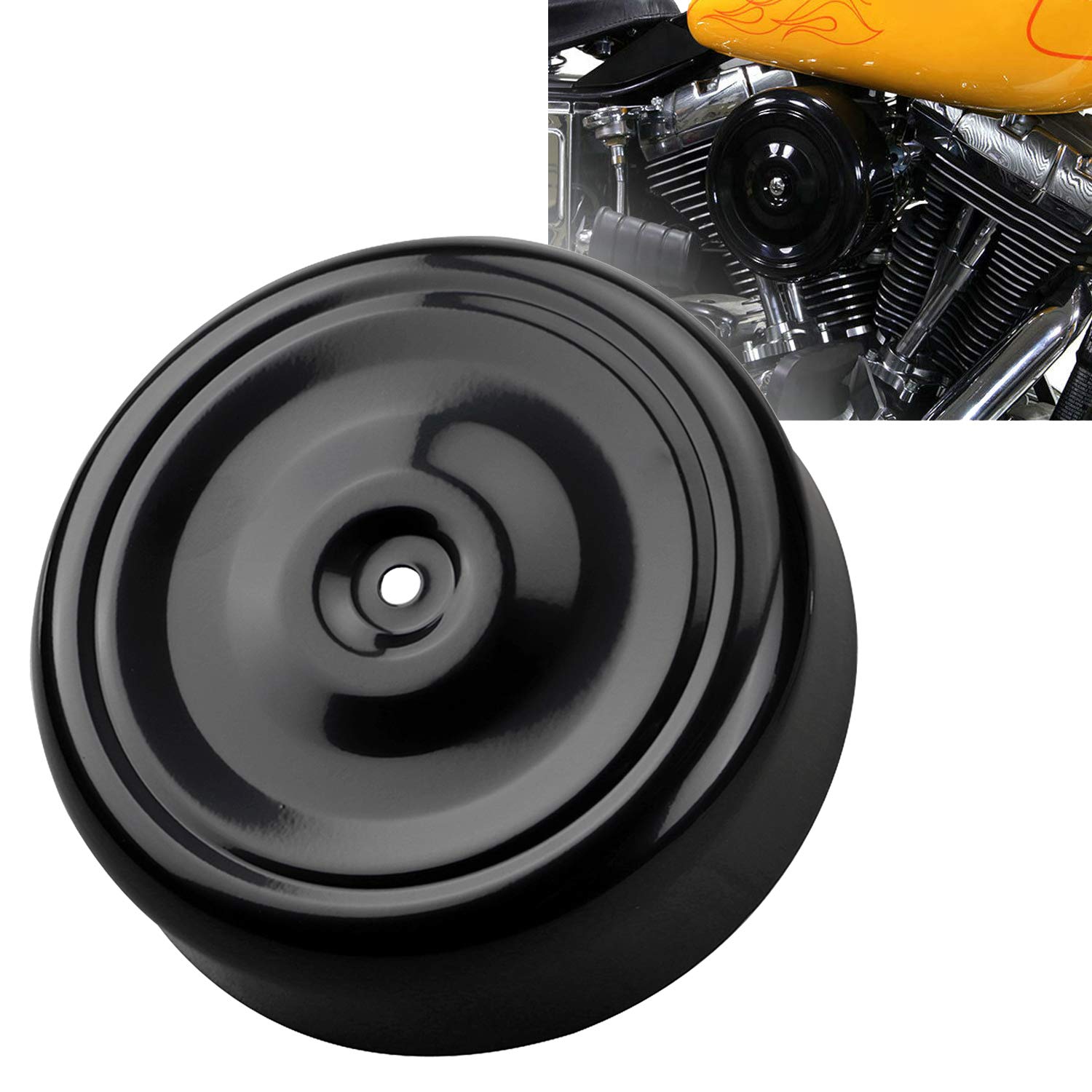 Photo 1 of *MISSING SCREW* Bid4ze Black 7" Round Air Cleaner Intake Cover For Harley Dyna Softail FXSTB Touring Road Glide King