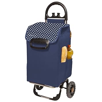 XL Einkaufstrolley Himy Einkaufswagen in blau mit 78L - großer Trolley mit leisen Gummi Rädern bis 50kg inkl. Seitentaschen