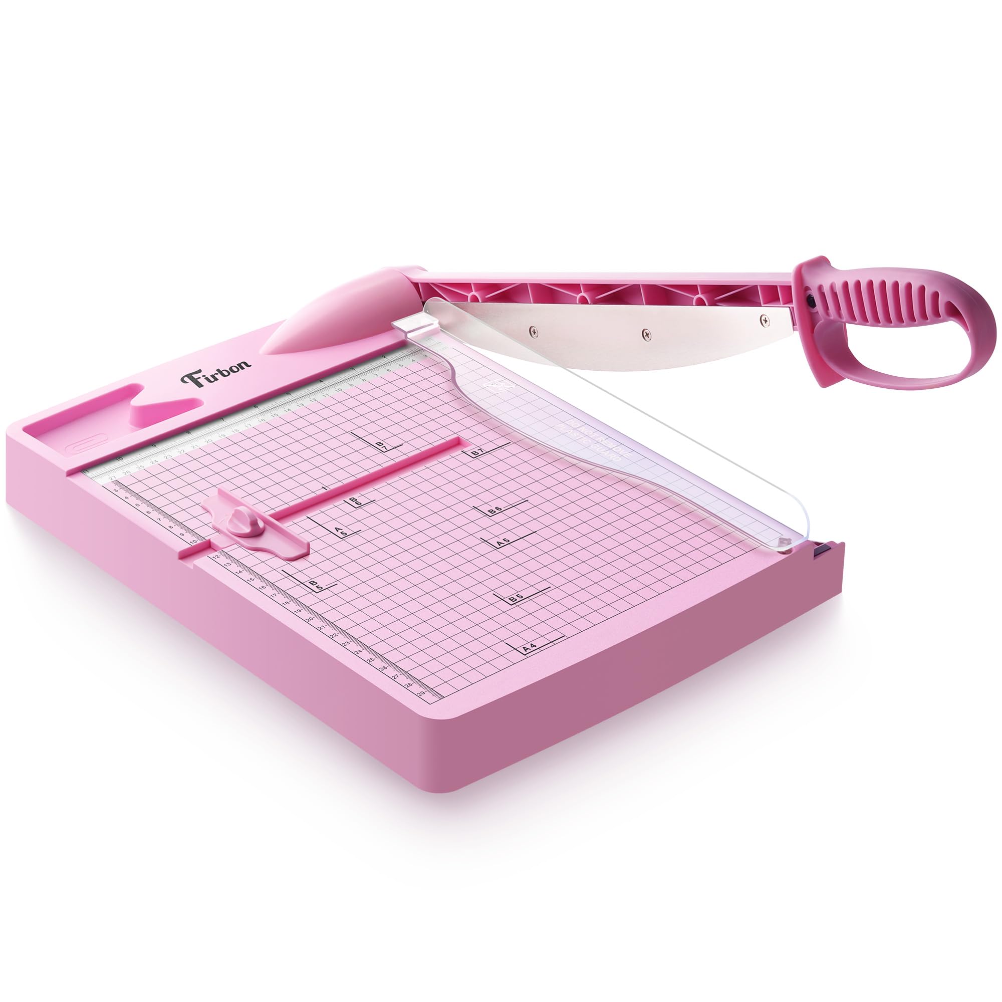Photo 1 of Firbon 12" Guillotine Paper Cutter, Heavy Duty 30-Sheet Capacity Trimmer for Cardstock, Photos, Scrapbooking, Office, Classroom, Studio (Pink)