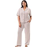 Martha Stewart Women’s Pajama Set | Soft Ribbed Jersey 2 Pc. Sleepwear | Light and Comfy