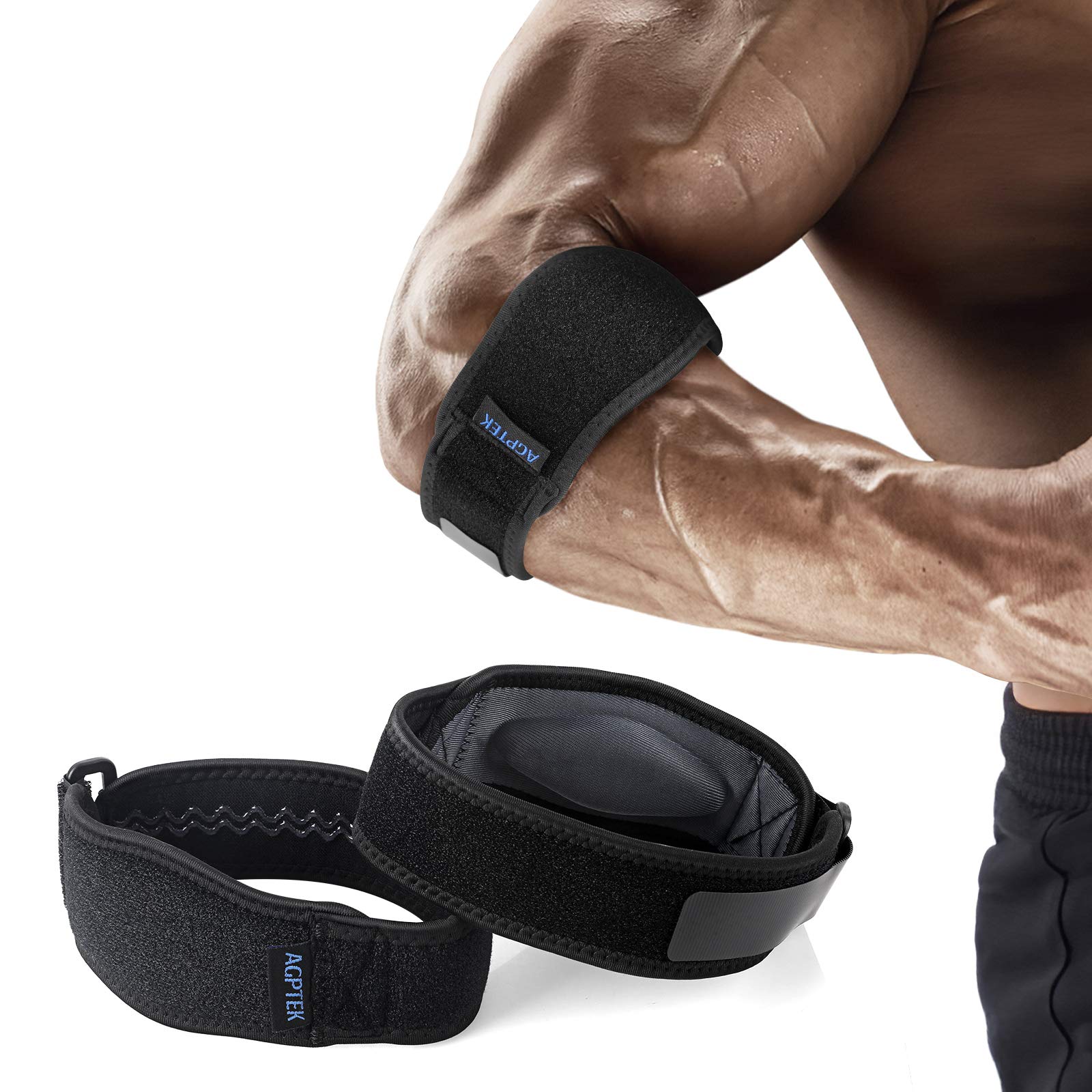 Tennis Elbow Support, 2 Pack Elbow Support Brace for Men & Women,Golfers Elbow Support Strap with EVA Compression Pad for Gym, Weightlifting by AGPTEK (Grey)