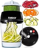 fullstar Vegetable Spiralizer Vegetable Slicer - 3 in 1 Zucchini Spaghetti Maker Zoodle Maker - Veggie Spiralizer Adjustable Handheld Spiralizer - Zucchini Noodle Maker Spiralizer with Container