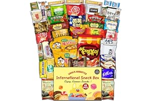 UNHA'S ASIAN SNACK BOX Korean Snack Box Variety Pack - 46 Count Snacks Individual Wrapped Gift Care Package Bundle Sampler Tiktok Asian Challenge Assortment Mix Candy Chips Cookies Ramen Gummy Treats for Kids Children