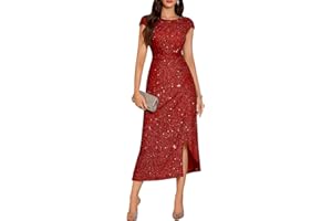 DRESSTELLS Formal Wedding Guest Dresses for Women, 2026 Sequin Cocktail Valentine Party Sparkly Bridesmaid Evening Prom Fit F