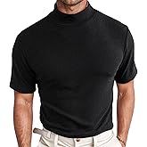 Men Fashion Short Sleeve Turtleneck T Shirt Slim Fit Pullover Top Thermal Shirts