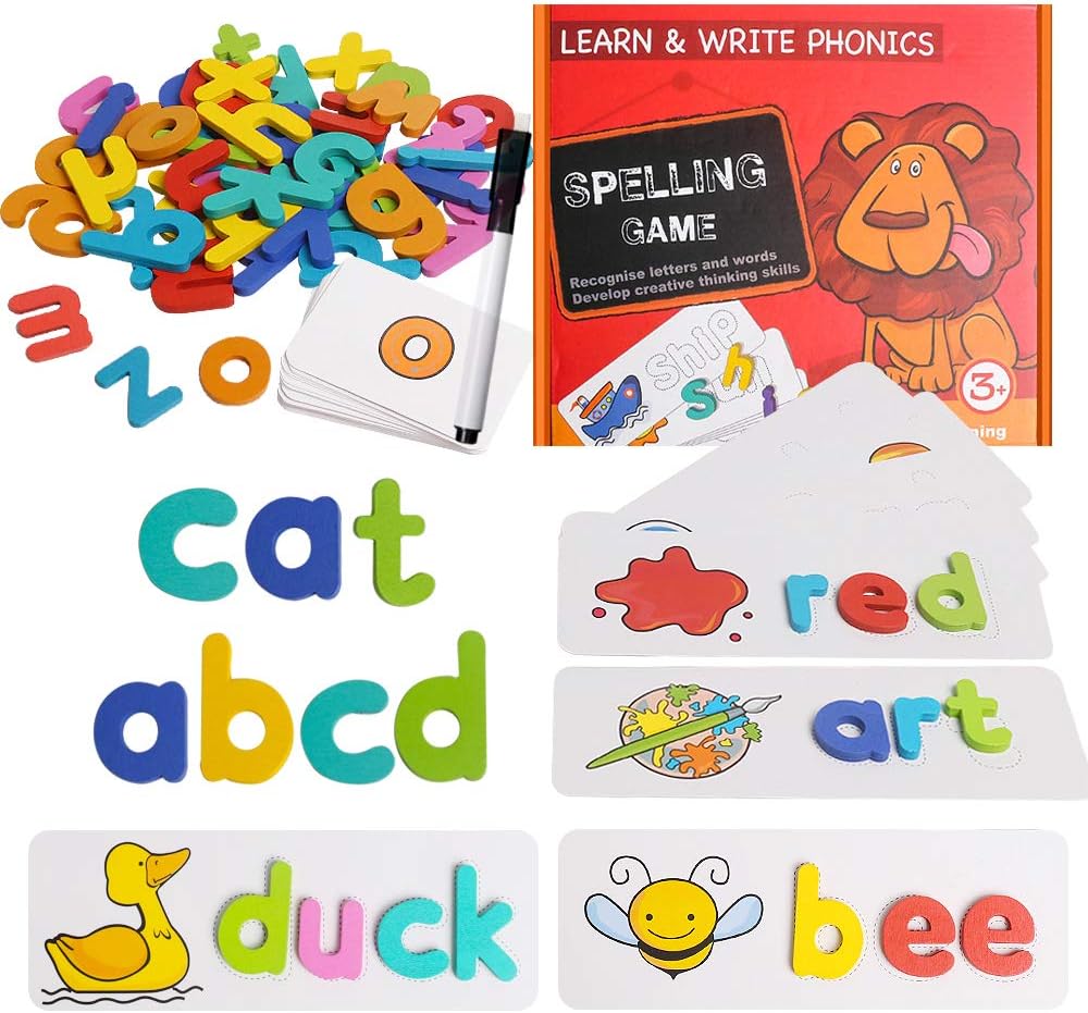 JOCHA Montessori Preschool Learning Toys Sight Words Bingo Flash Cards Wooden Blocks Alphabet ABC Puzzles Spelling Matching Letter Games for Kindergarten Boys Girls Kids Toddlers Ages 3 4-8 Years Old