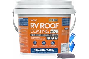 TENEE Silicone Roof Coating White, Liquid Rubber Rv Roof Coating, Easy to Apply Camper Rv Roof Sealant, Solar Reflective Roof Repair Epdm Rubber Roofing Waterproof Coating for Leak Repairs, 1 Gallon