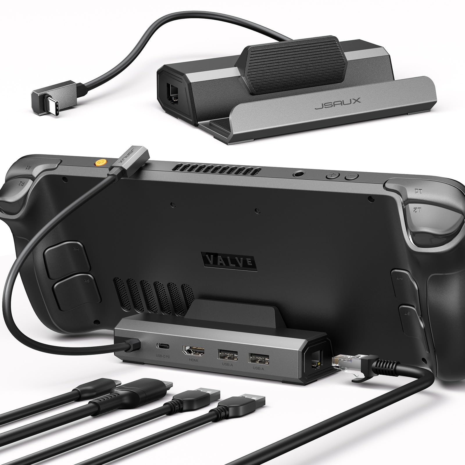 Photo 1 of JSAUX Upgraded Docking Station for Steam Deck OLED/ROG Ally X/Legion Go/MSI Claw, 5-in-1 Steam Deck Dock with HDMI 4K@120Hz, 100Mbps Ethernet, USB 2.0 and 100W Charge Compatible with Steam Deck-HB0602