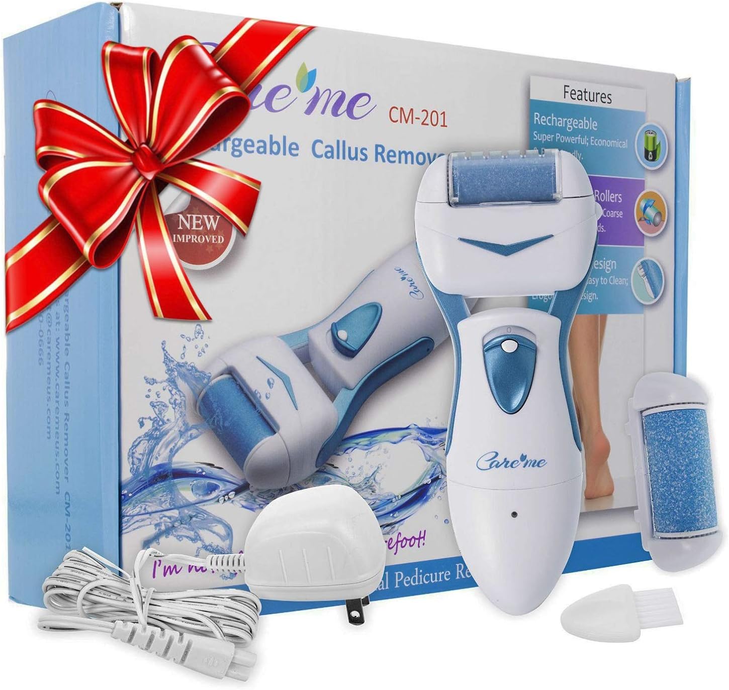 Care me Powerful Electric Foot Callus Remover Rechargeable-Top Rated Electronic Foot File Removes Dry, Dead, Hard, Cracked Skin & Calluses- Best Foot Care Pedicure Tool for Soft Smooth Feet: Health & Personal Care