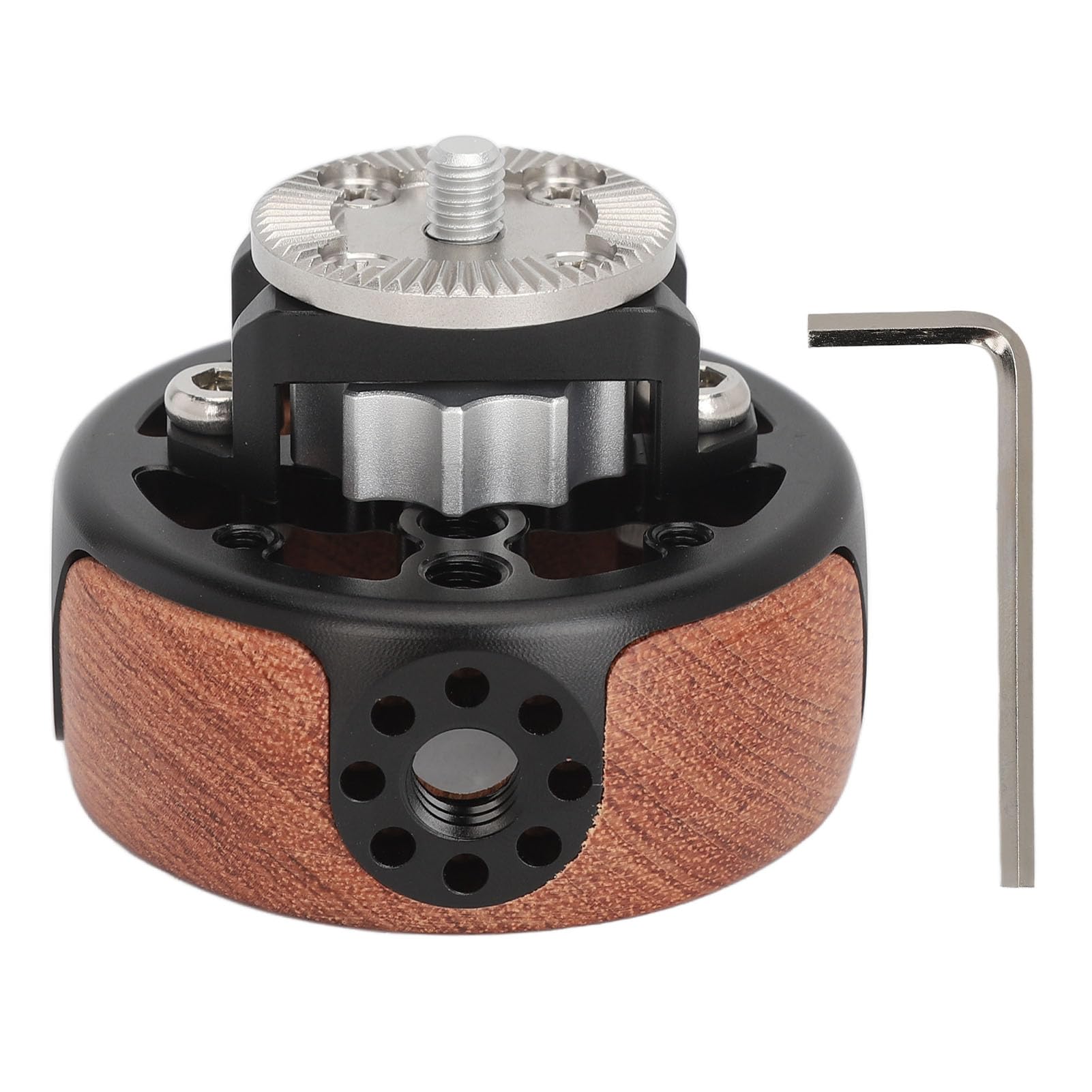 Camera Round Handle Grip, M6 Round Handle Extension Attachment Wooden Handle for Arri M6 Rosette with 1/4in 3/8in Quick Release Camera Cage Accessory 3217 for DSLR Video