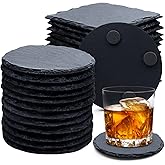 24 PCS Slate Drink Coasters, Cymuber 4 Inch Black Coasters Stone Cup Coaster Bulk Set, Laser Engraving Blanks Handmade Coaster for Halloween, Christmas, Home Decor Drink Bar Kitchen Gifts