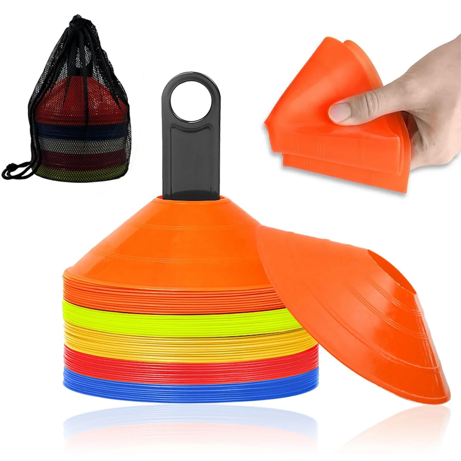 Training Space Marker Cones 25-50 for Speed & Agility Ideal for Sports and Fitness Training Sessions 3+ Colours