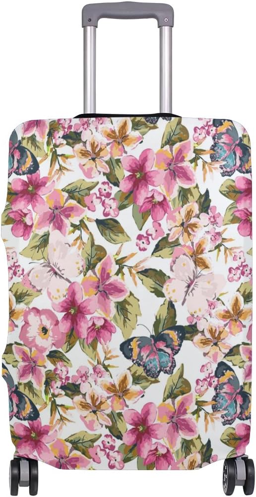 Suitcase Cover Butterflies with Seamless Floral Pattern Super Lightweight Luggage Cover Protector fits 18-32 inch