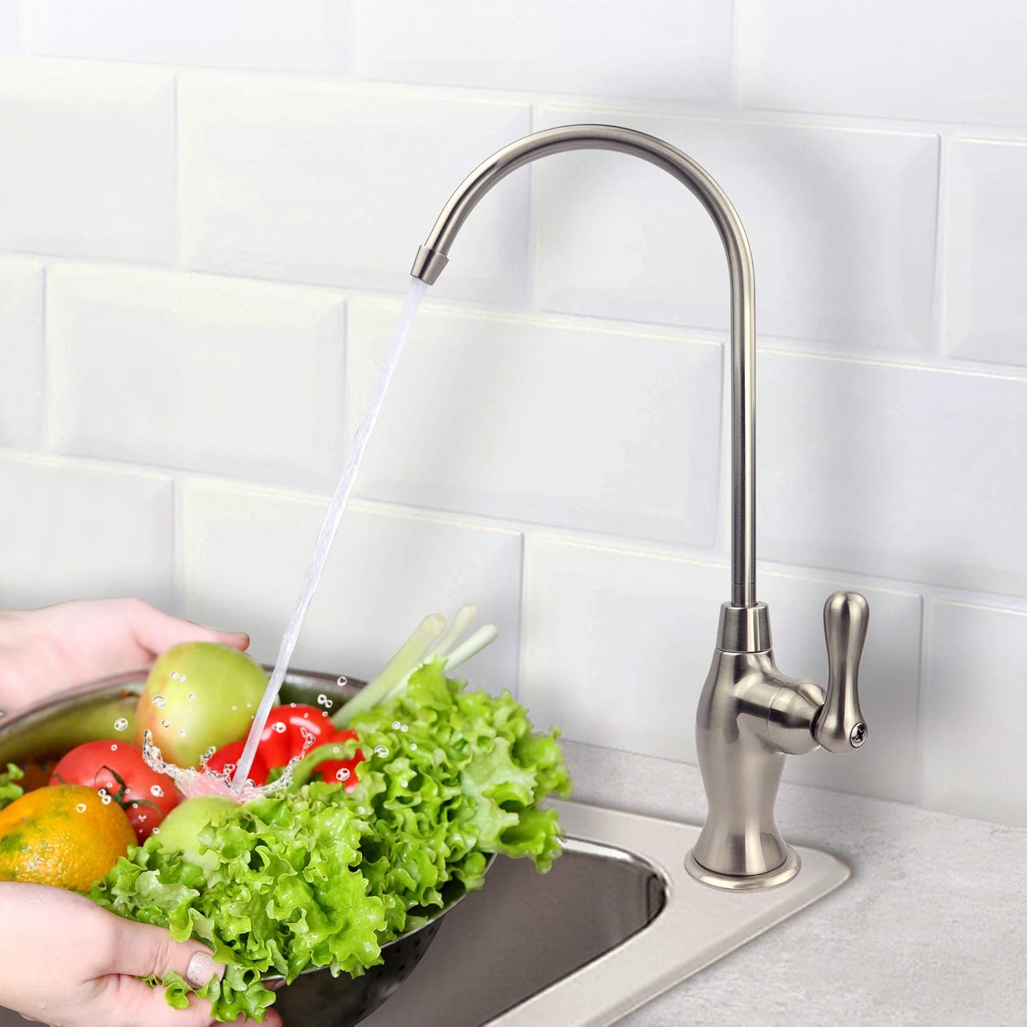 APEC Water Systems FAUCET-CD-COKE-NP Kitchen Drinking Water Designer Faucet for Reverse Osmosis and Water Filtration Systems, Non-Air Gap Lead-Free, Brushed Nickel - - 