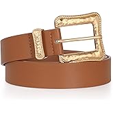 JASGOOD Plus Size Women's Leather Belt for Jeans Pants, Fashion Ladies Waist Belt with Gold Buckle