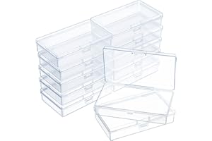 SATINIOR 12 Pack Clear Plastic Beads Storage Containers Box with Hinged Lid for Beads and More (5.2 x 3.03 x 1.18 Inch)