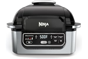 Ninja Foodi 5-in-1 4-qt. Air Fryer, Roast, Bake, Dehydrate Indoor Electric Grill (AG301), 10" x 10", Black and Silver