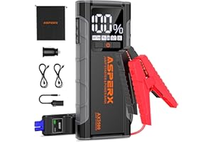 ASPERX Jump Starter, 3500A Battery Starter with PD30W Fast Charging (Up to 10L Gas/8.5L Diesel Engines), 12V Battery Jump Starter with 4 in LCD Display, Lithium Battery Booster with LED Light