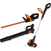 WEN 20V Max Cordless Hedge Trimmer, String Trimmer and Leaf Blower Combo Kit with 4Ah Battery and Charger (20VK3HTB)