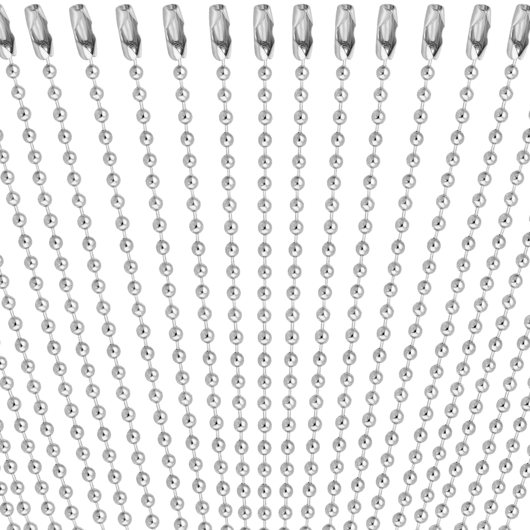 Forise 100Pcs Ball Beads Chain Bulk, Keychain Rings Metal Chain,4.72 Inch Dog Tag Metal Small Chain with Connectors for Hanging Decoration