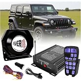 YYATYS 200W Wireless Multi-Tone Emergency Car Siren Speaker PA System Kit | 110-130dB Car PA System, Ultra-Slim Speaker, Wireless Handheld Microphone, Police Siren kit, IP67Waterproof, 12V Vehicles Use