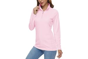 MAGCOMSEN Rash Guard Women Quick Dry Long Sleeve Workout UV Protection T-Shirt 1/4 Zip Up Hiking Athletic Tees Tops