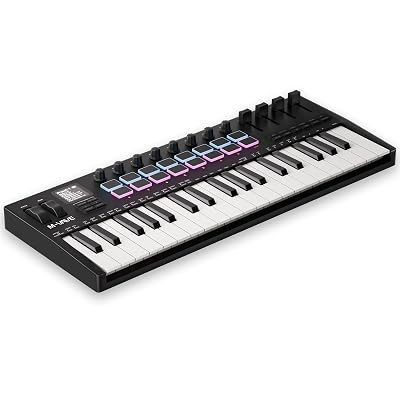 DaierTek Midi Keyboard Controller 37 Key Portable Mini Bluetooth & USB Midi Piano with 16 Backlit Drum Pad, 8 Knobs and Music Production Software for Beginners and Producers