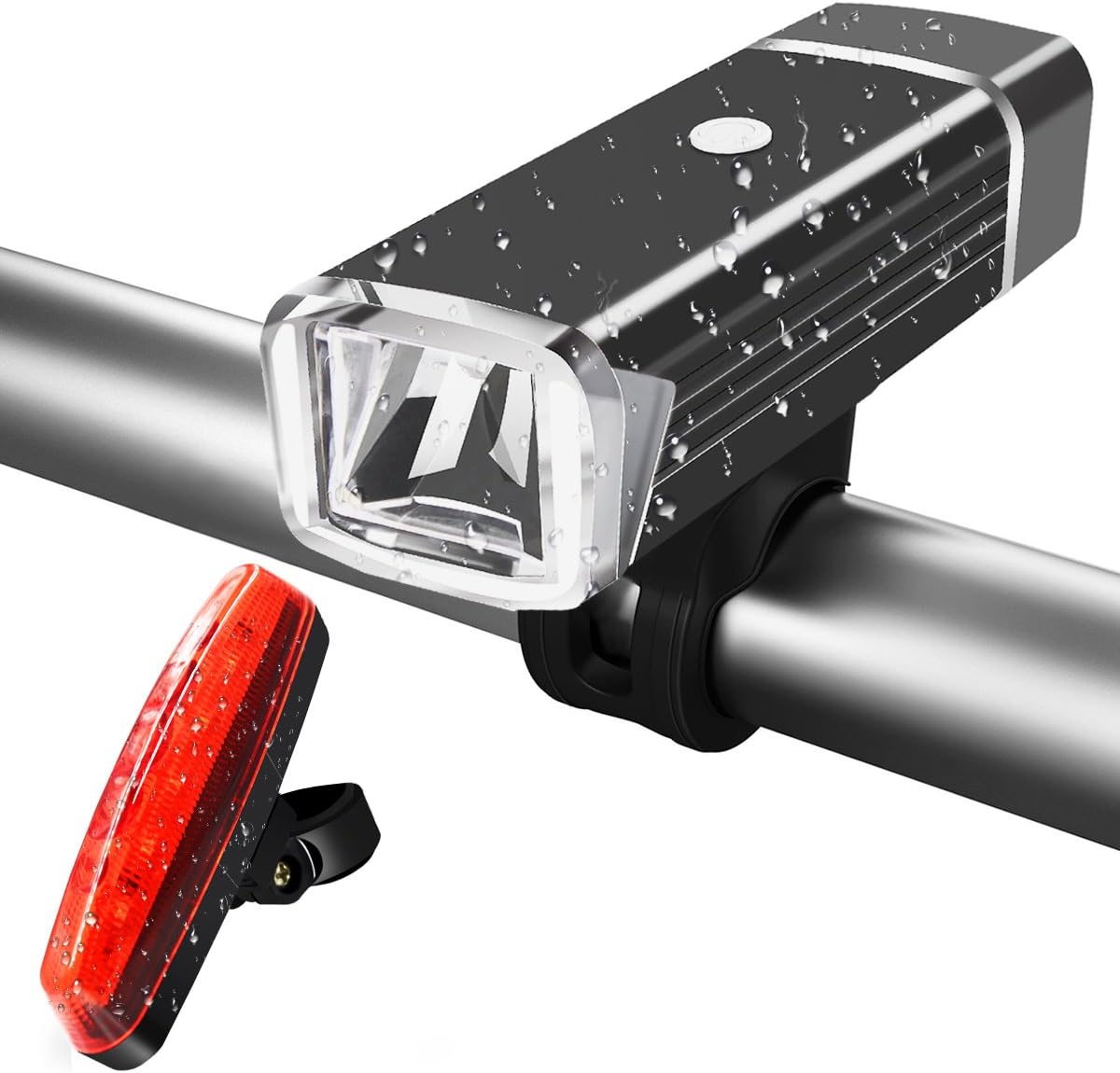 EATPOW Bike Lights Set, USB Rechargeable Bicycle Lights Set - 4 Light Modes Ultra Brightness and Waterproof LED Bicycle Front Flashlight and Rear Bike Light
