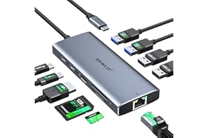 ABIWAZY USB C Hub Adapter for MacBook Pro Air,10 in 1 USB C to USB HDMI Ethernet Hub Mac Dongle Accessories Converter for laptops (4K@60Hz HDMI+Ethernet+4USB+1USB-C Data Port+SD/TF Card Reader+100W PD)